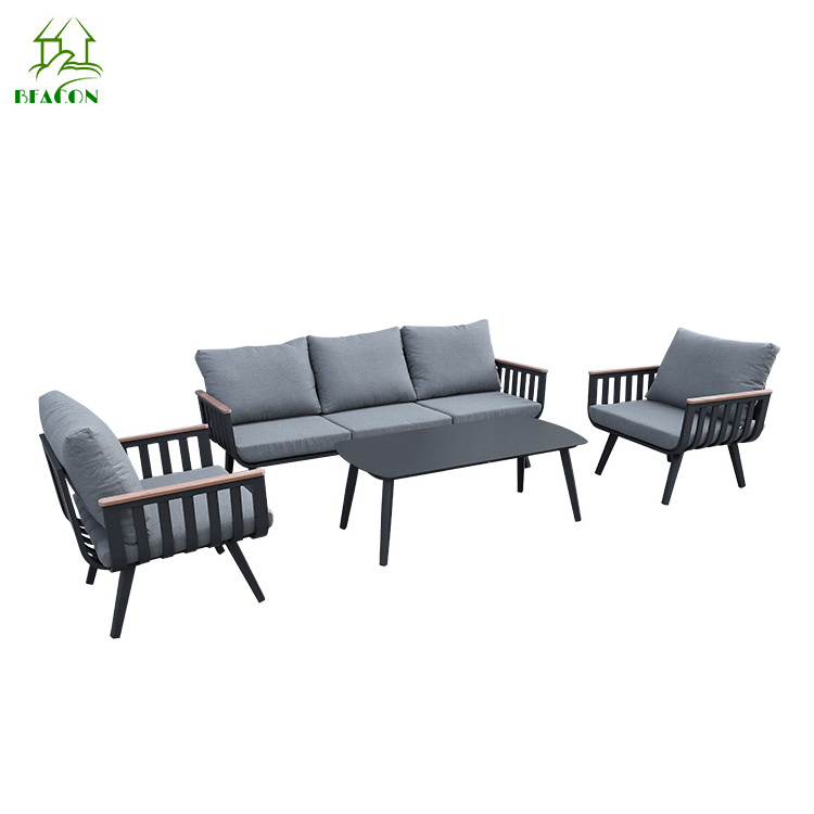 Modern porch sofa set furniture black italian luxury minimalist sofa for outside