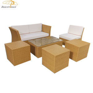 High quality Outdoor Patio Sectional Furniture Sets Comfortable Brown PE Rattan Wicker Sofa Sets