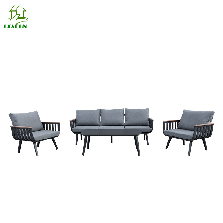 Modern porch sofa set furniture black italian luxury minimalist sofa for outside