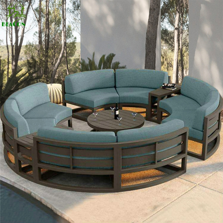 Futuristic circular couch round shape hotel sectional sofa outdoor aluminum sofa set