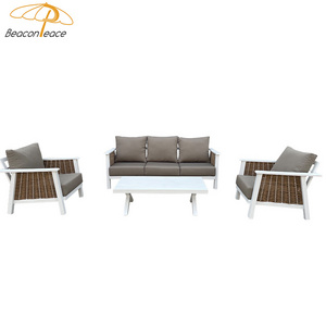 Waterproof garden furniture patio aluminum frame rattan wicker rope  woven sofa outdoor modern garden furniture