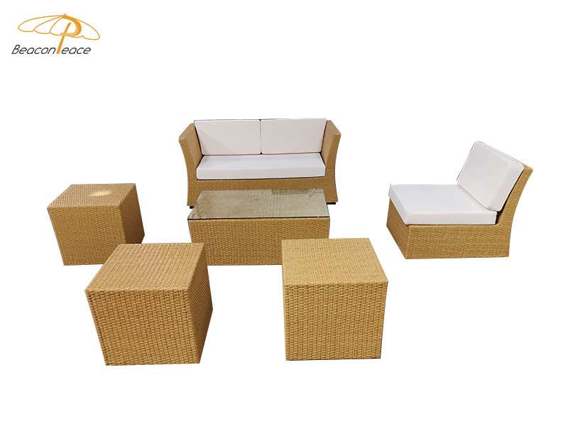 High quality Outdoor Patio Sectional Furniture Sets Comfortable Brown PE Rattan Wicker Sofa Sets