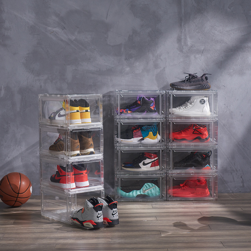 hot sell on  pleatice  clear sneaker box shoe organizer transparent shoe storage