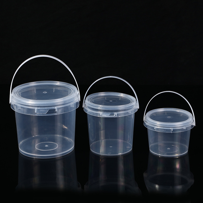 Clear Plastic Buckets with Lids and Handles Ice Cream Buckets Airtight Food Storage Bucket with Lids for Kitchen