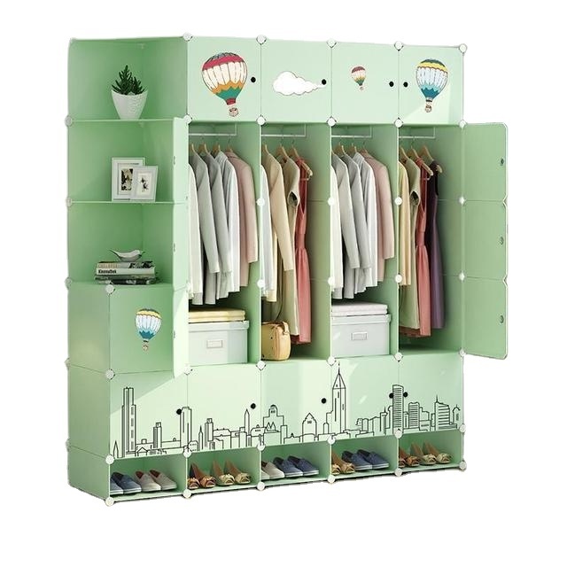 detachable plastic wardrobe  customized design easily DIY storage cabinet simple assemble wardrobe for rental house