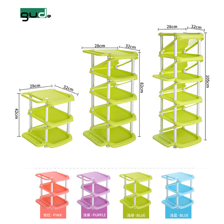 Modern portable space saving 3 layers plastic folding shoe rack simple designs Double-sided storage shoe shelf