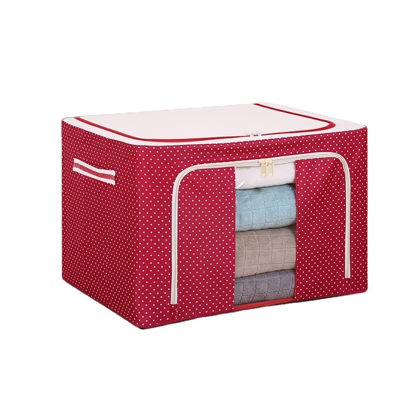 High Quality Fabric Storage Box with Zipper Single Window for Closet Shoes Books Toys Clothes Storage Strong Steel Frame