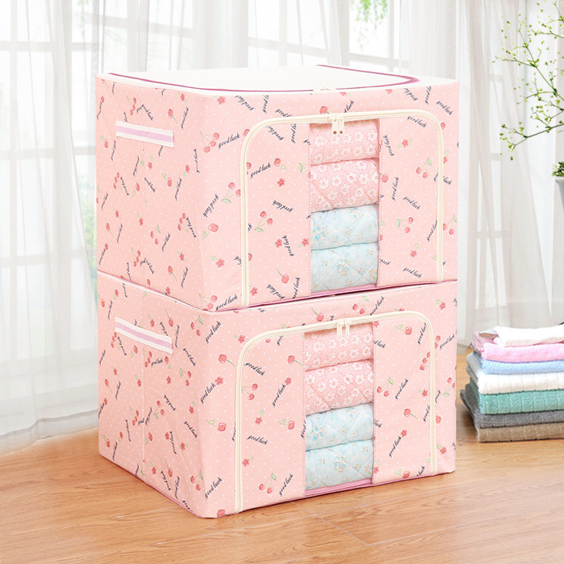 High Quality Fabric Storage Box with Zipper Single Window for Closet Shoes Books Toys Clothes Storage Strong Steel Frame