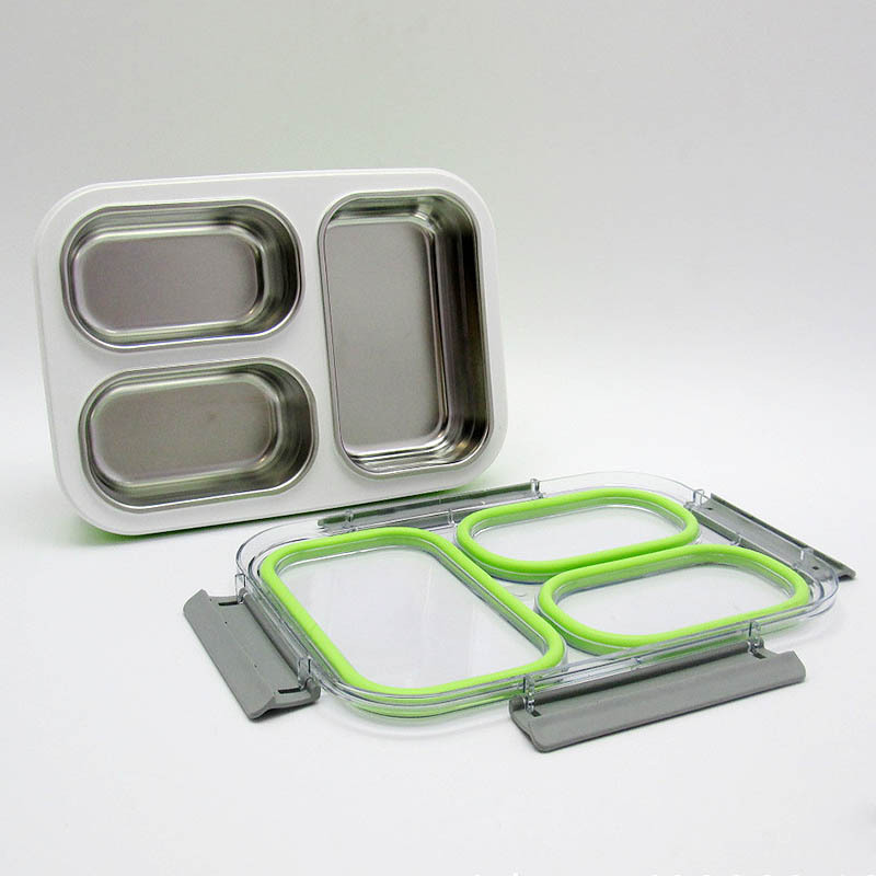 3 compartments stainless steel tiffine bento box food container insulated lunch box