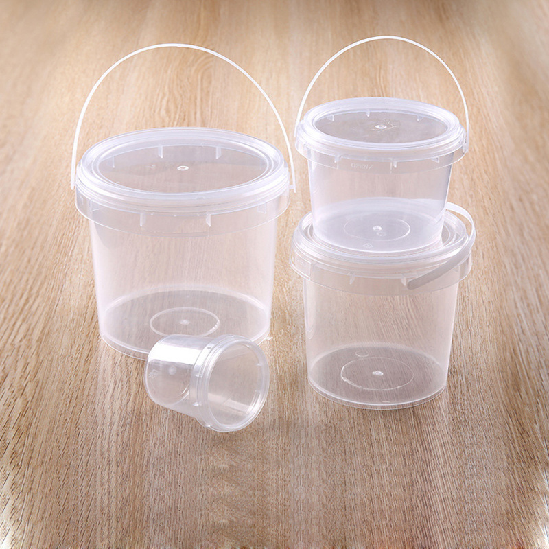 Clear Plastic Buckets with Lids and Handles Ice Cream Buckets Airtight Food Storage Bucket with Lids for Kitchen