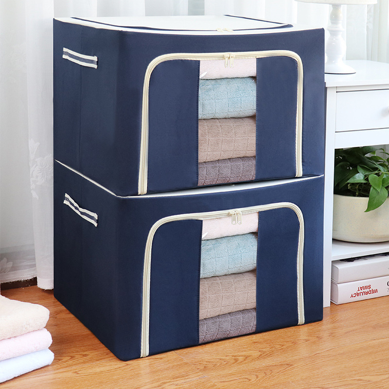 High Quality Fabric Storage Box with Zipper Single Window for Closet Shoes Books Toys Clothes Storage Strong Steel Frame