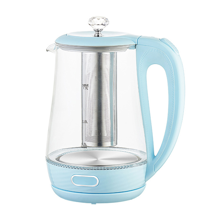 new item 2020 1.7L 2200W kitchen  appliance Tea Filter  Unique design durable Glass  Electric Kettle