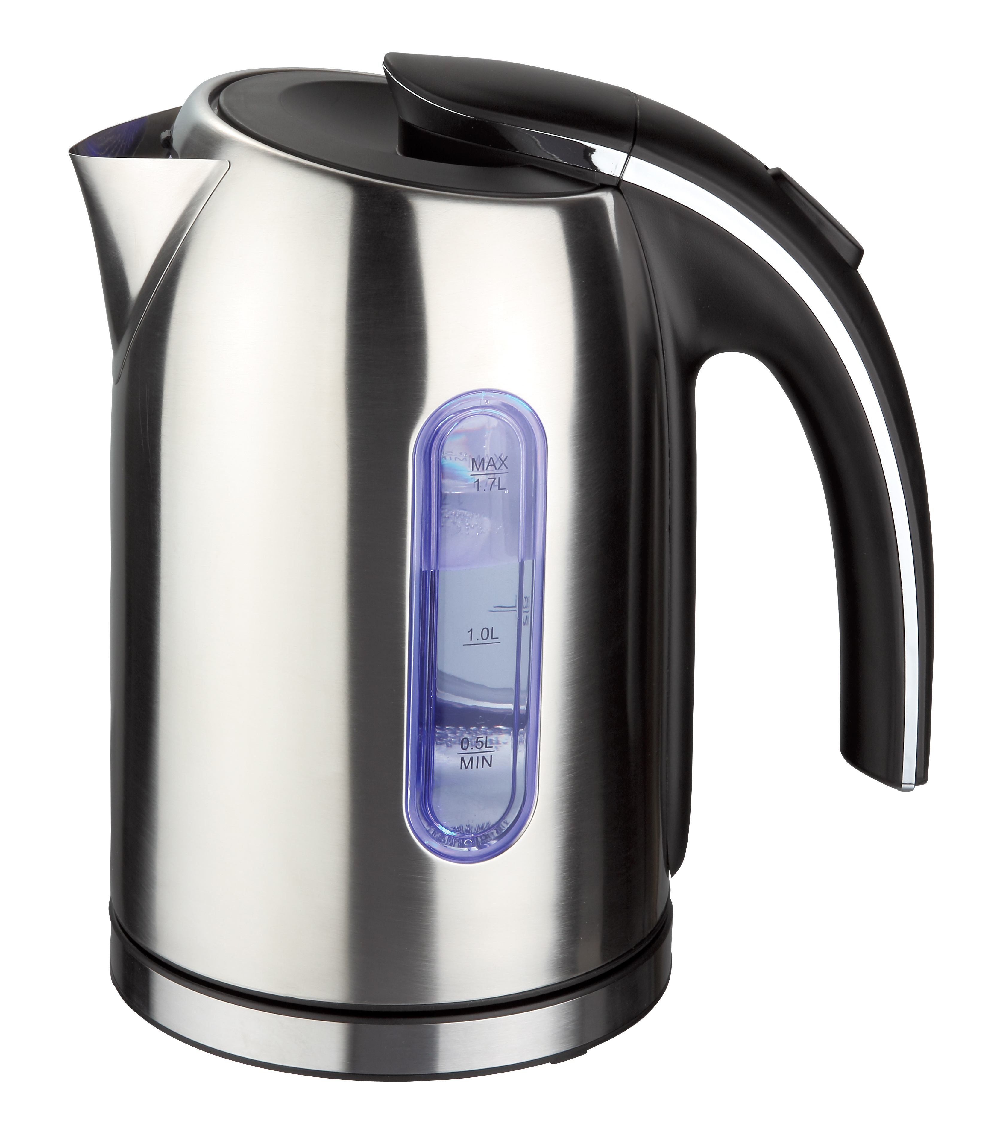 1.7L hot sale modern design with Blue LED light fast boiling full stainless steel 304 electric kettle