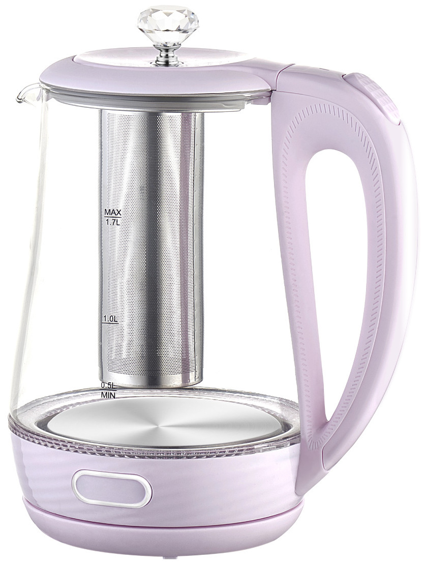 new item 2020 1.7L 2200W kitchen  appliance Tea Filter  Unique design durable Glass  Electric Kettle