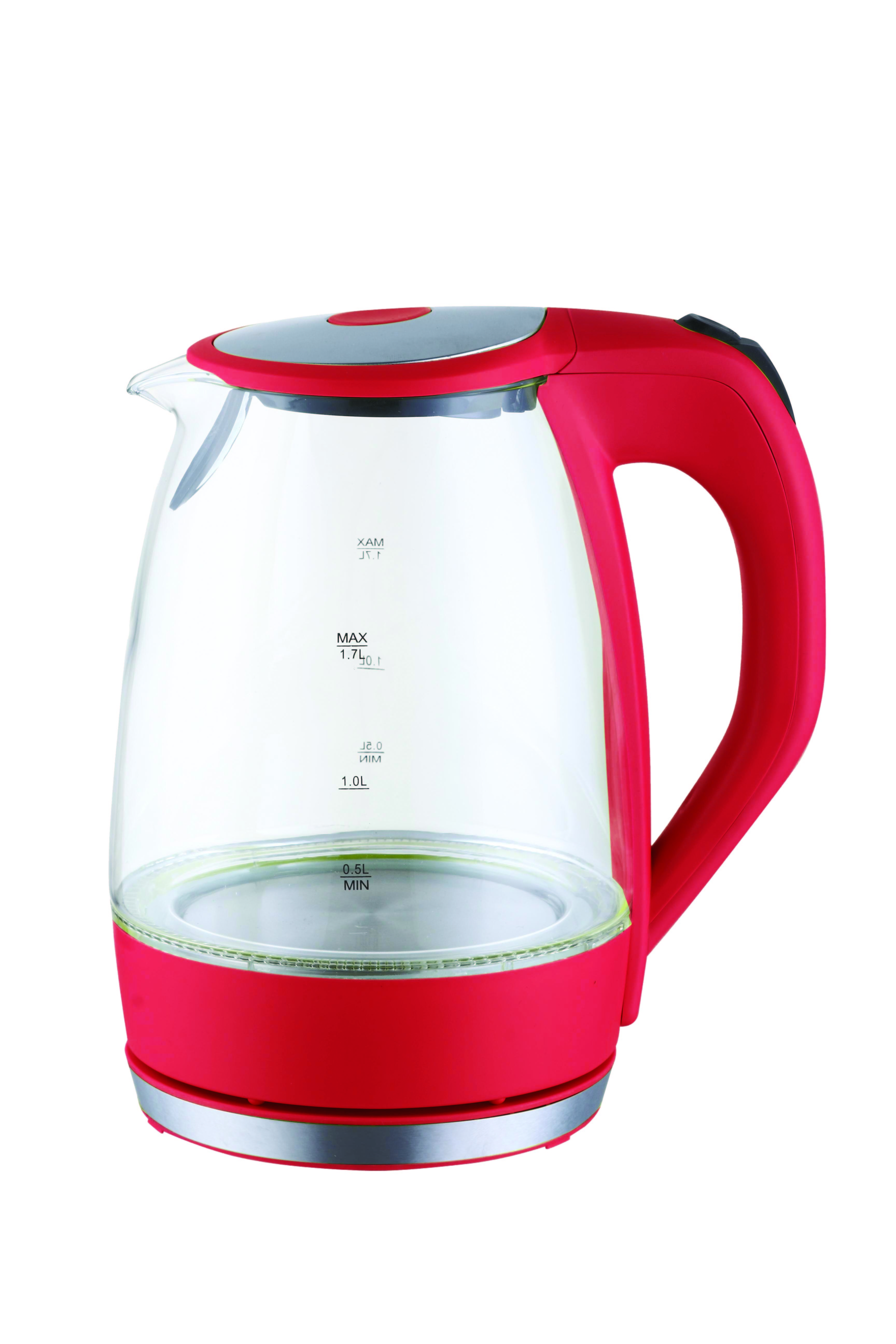 1.7L HOT SALE  Blue  Led light High Quality 360 Degree Blue Led Light glass electric water kettle