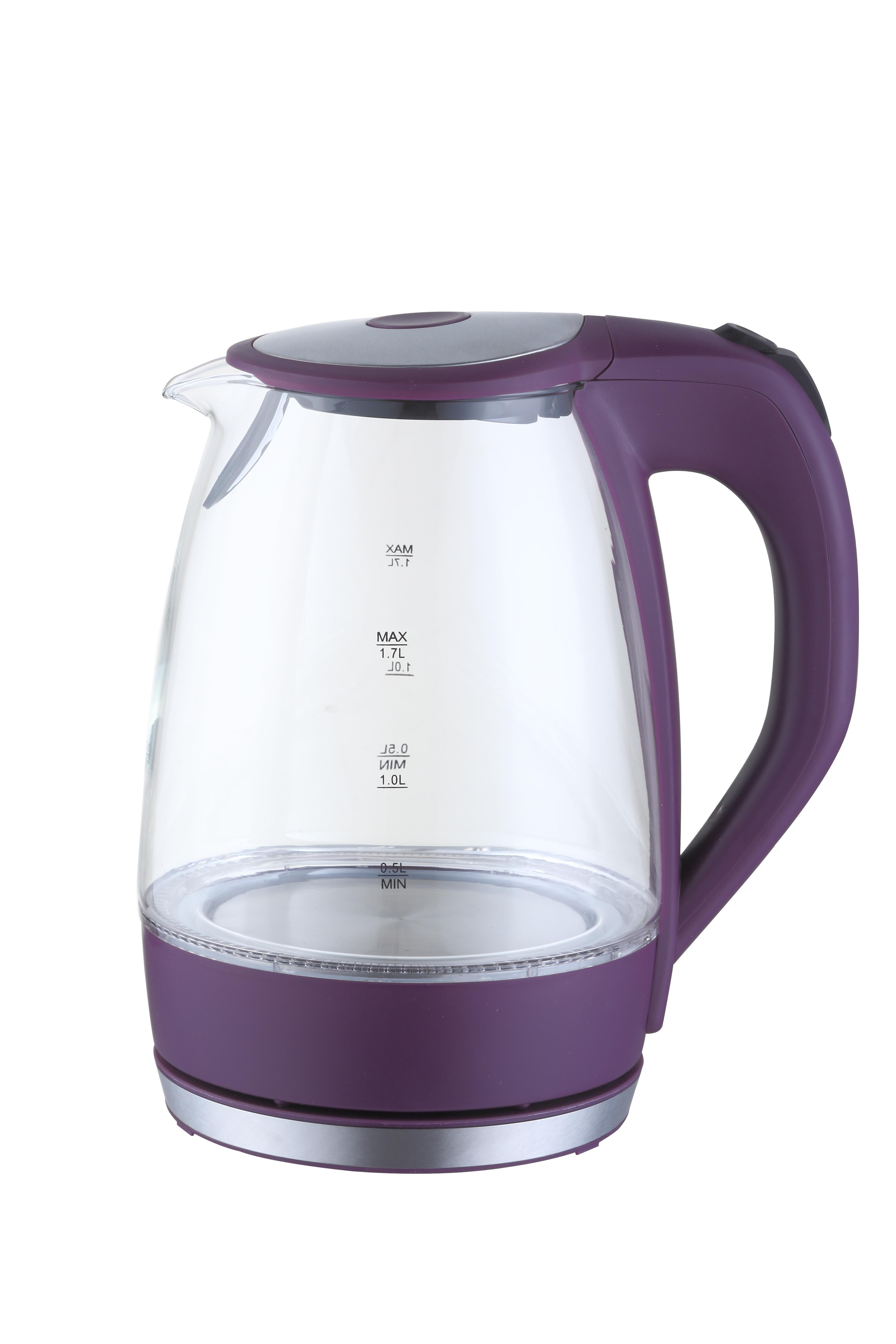 1.7L HOT SALE  Blue  Led light High Quality 360 Degree Blue Led Light glass electric water kettle