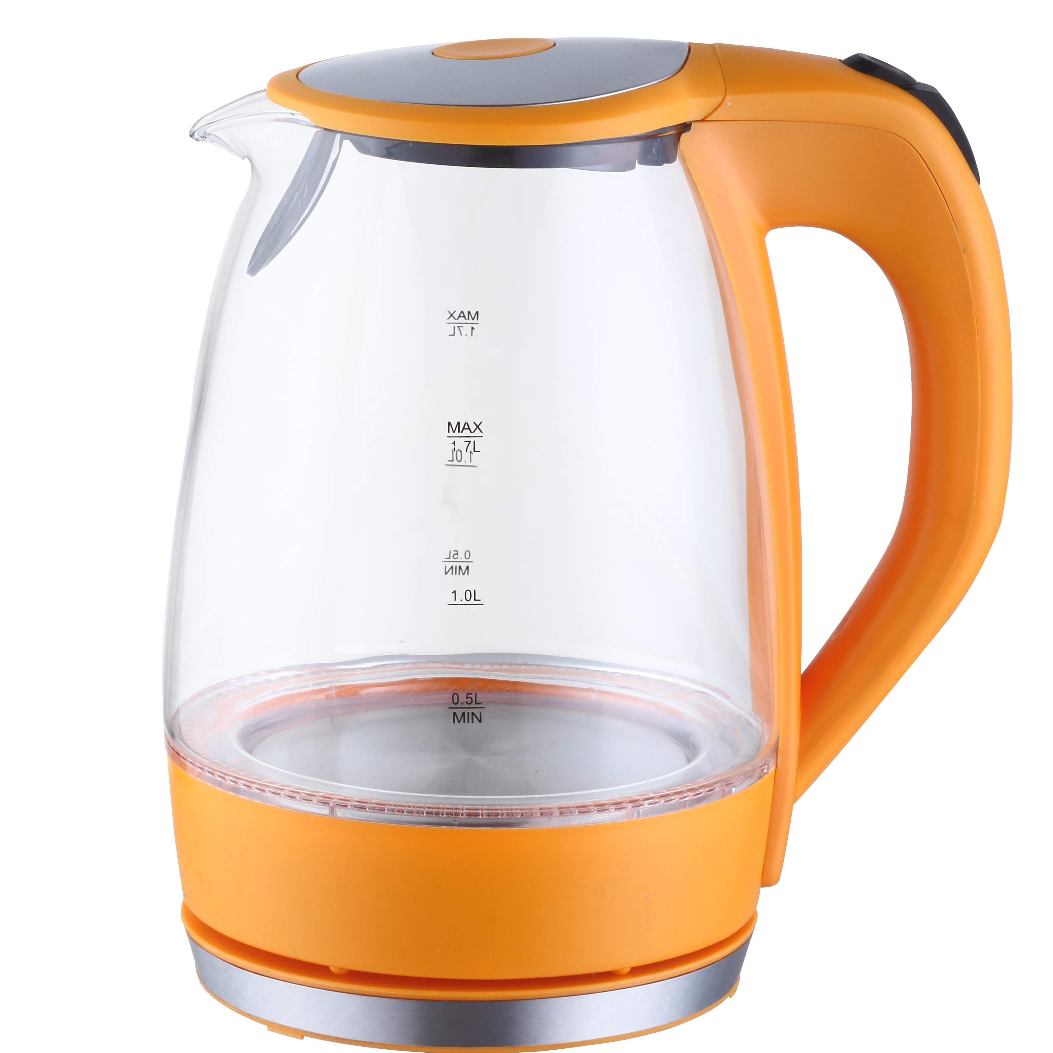 1.7L HOT SALE  Blue  Led light High Quality 360 Degree Blue Led Light glass electric water kettle