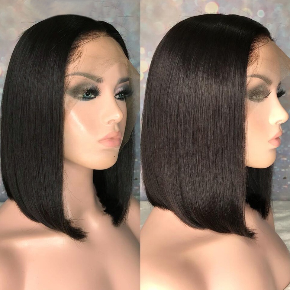 free shipping full saxy image straight Short Bob Wigs for Women Indian hair Pre Plucked 13x4 lace wigs wish shopping online