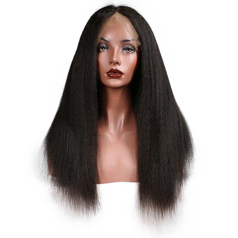 full saxy image yaki human hair wig natural hairline hot sale 360 lace frontal wig for black women