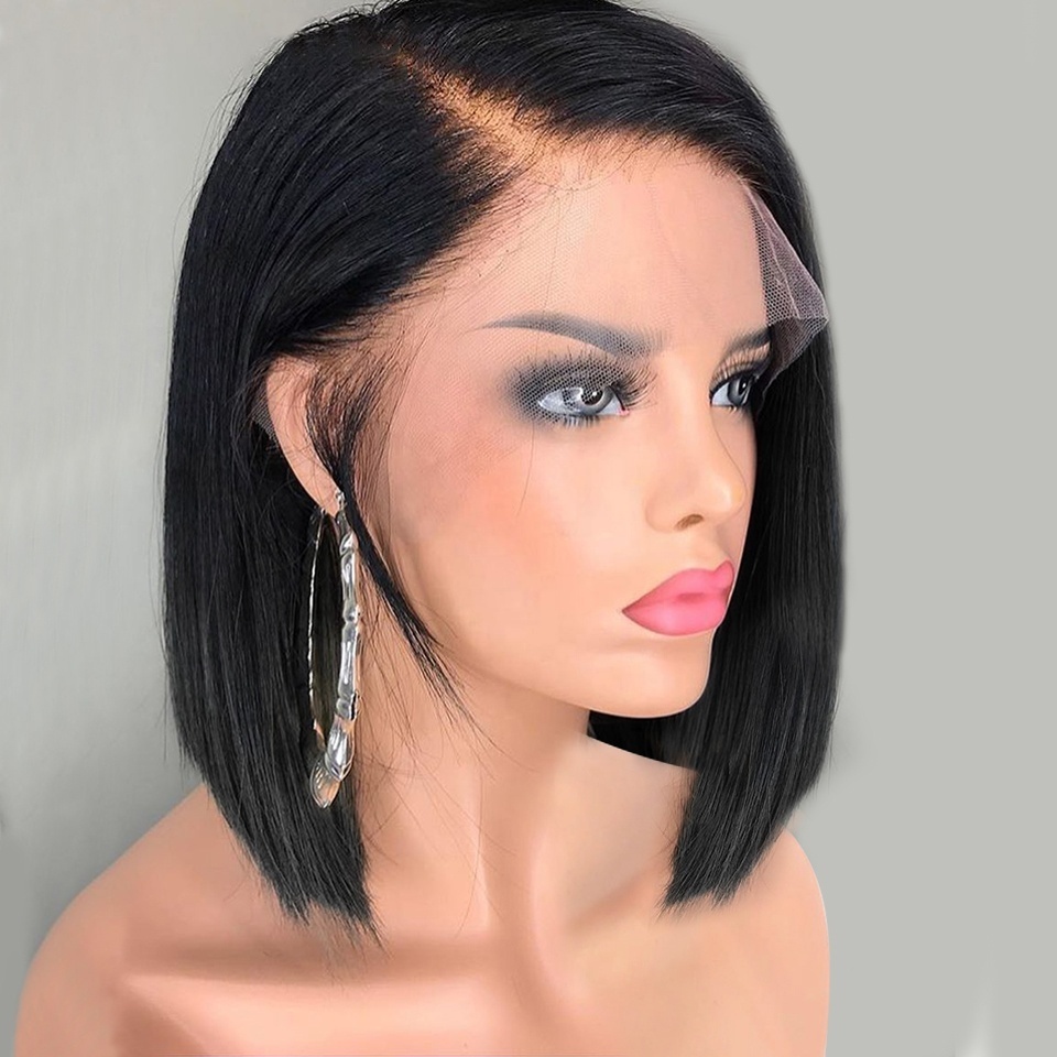 free shipping full saxy image straight Short Bob Wigs for Women Indian hair Pre Plucked 13x4 lace wigs wish shopping online