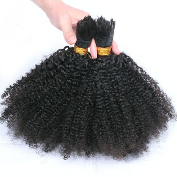 Kinky curly 100% virgin remy hair 9A human braiding hair bulk, fast shipment natural color hair extension for black woman