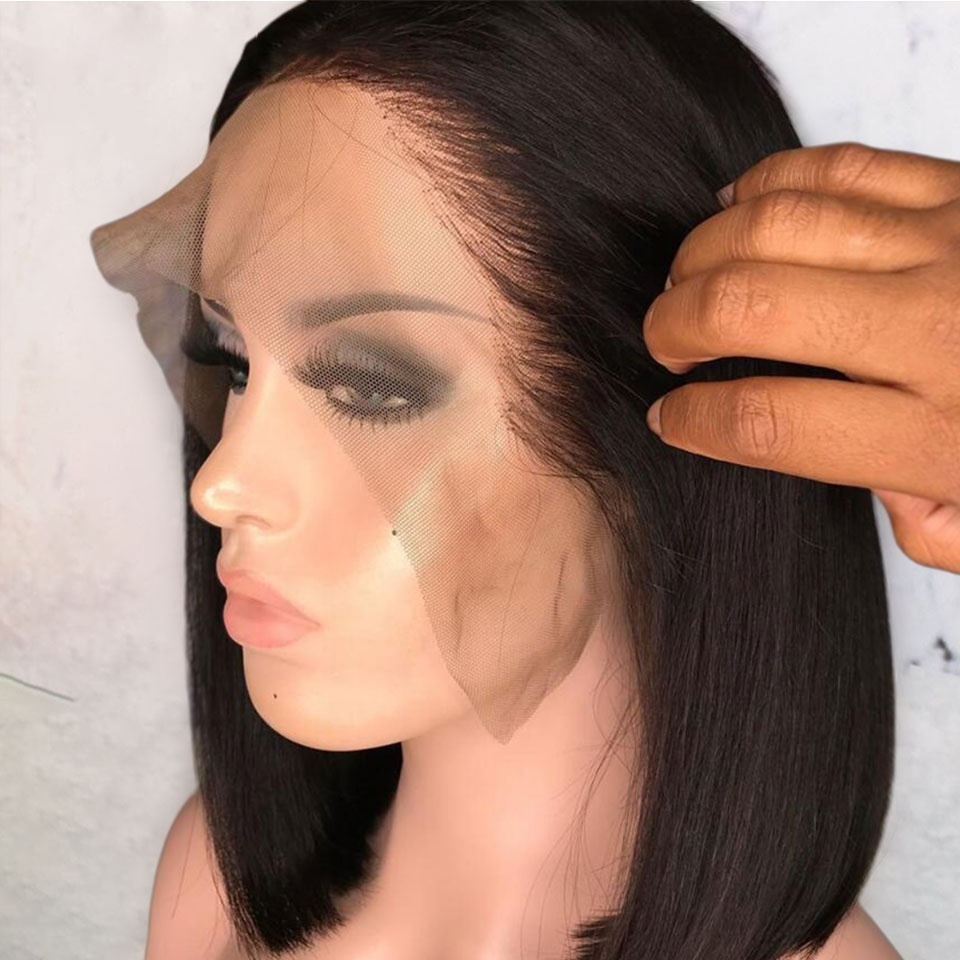 free shipping full saxy image straight Short Bob Wigs for Women Indian hair Pre Plucked 13x4 lace wigs wish shopping online