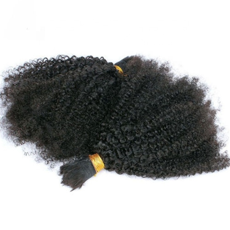 Kinky curly 100% virgin remy hair 9A human braiding hair bulk, fast shipment natural color hair extension for black woman