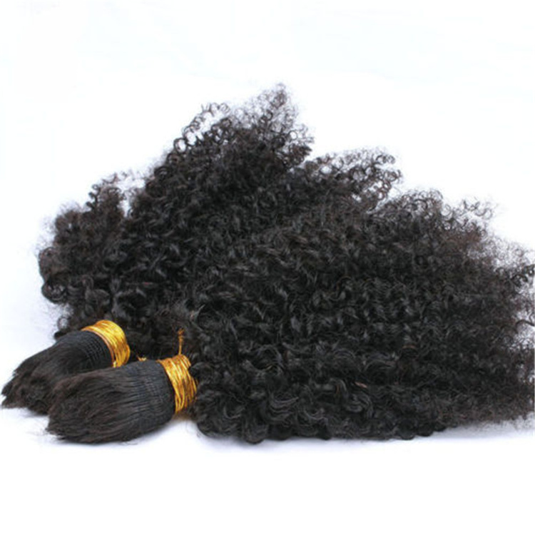 Kinky curly 100% virgin remy hair 9A human braiding hair bulk, fast shipment natural color hair extension for black woman