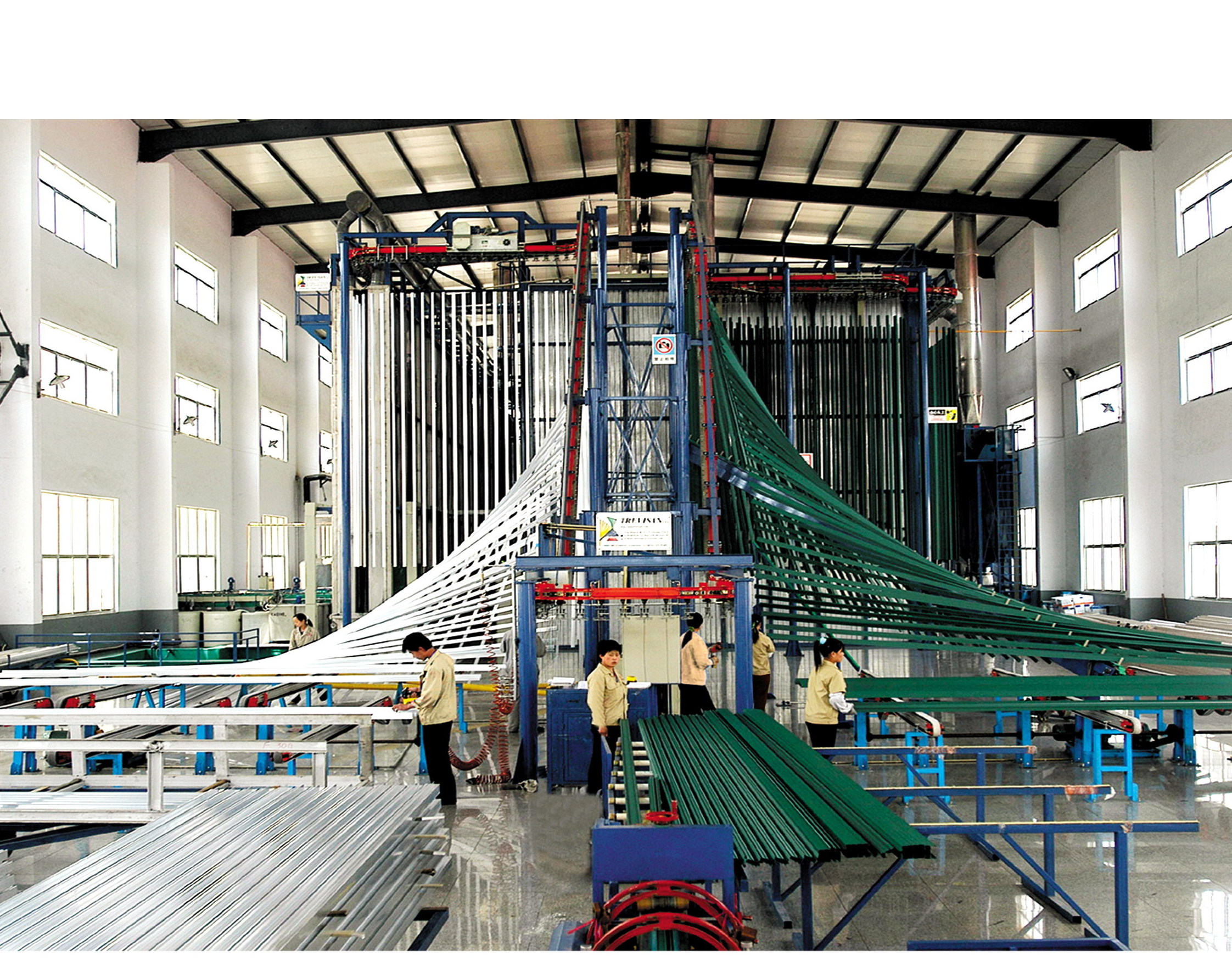 electrostatic powder coating machine curing oven Aluminium Profile Vertical Powder Coating Line