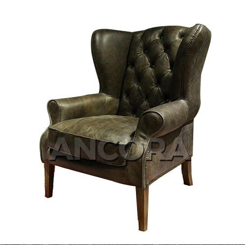 Traditional Queen Anne Style Chair with Thick Padded Seat and Lumbar Support Back with Royal Cherry Finish Wood Legs