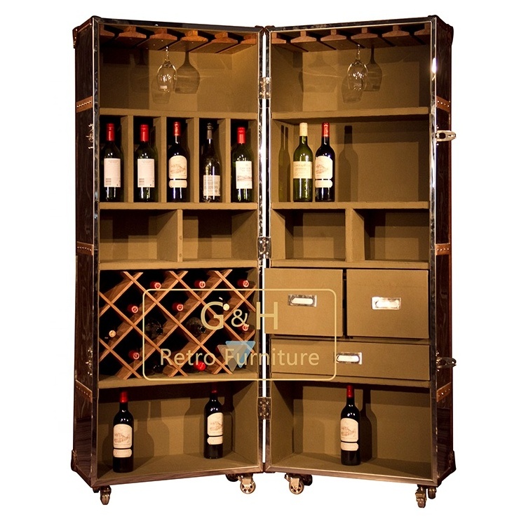 Living room furniture wine cabinet antique leather red wine cabinet GH-L887