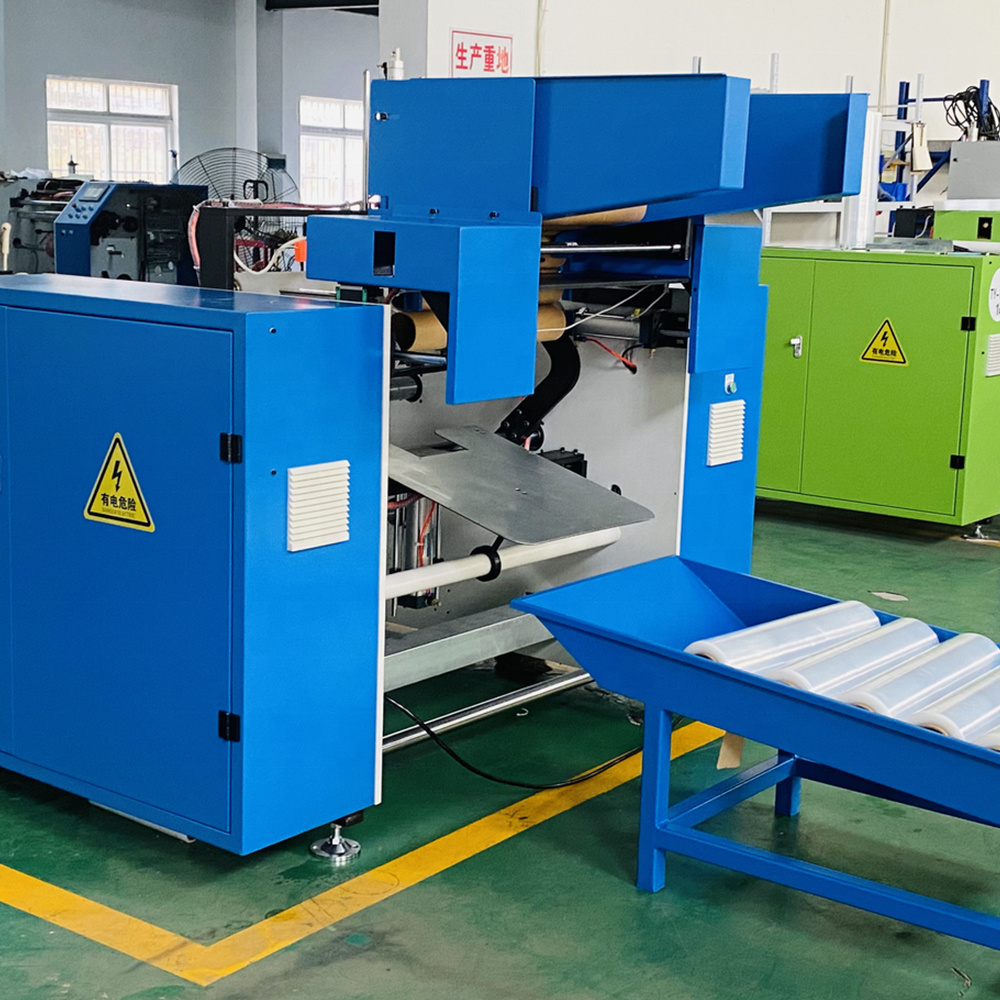 Automatic stretch film pe cling film rewinding cutting machine