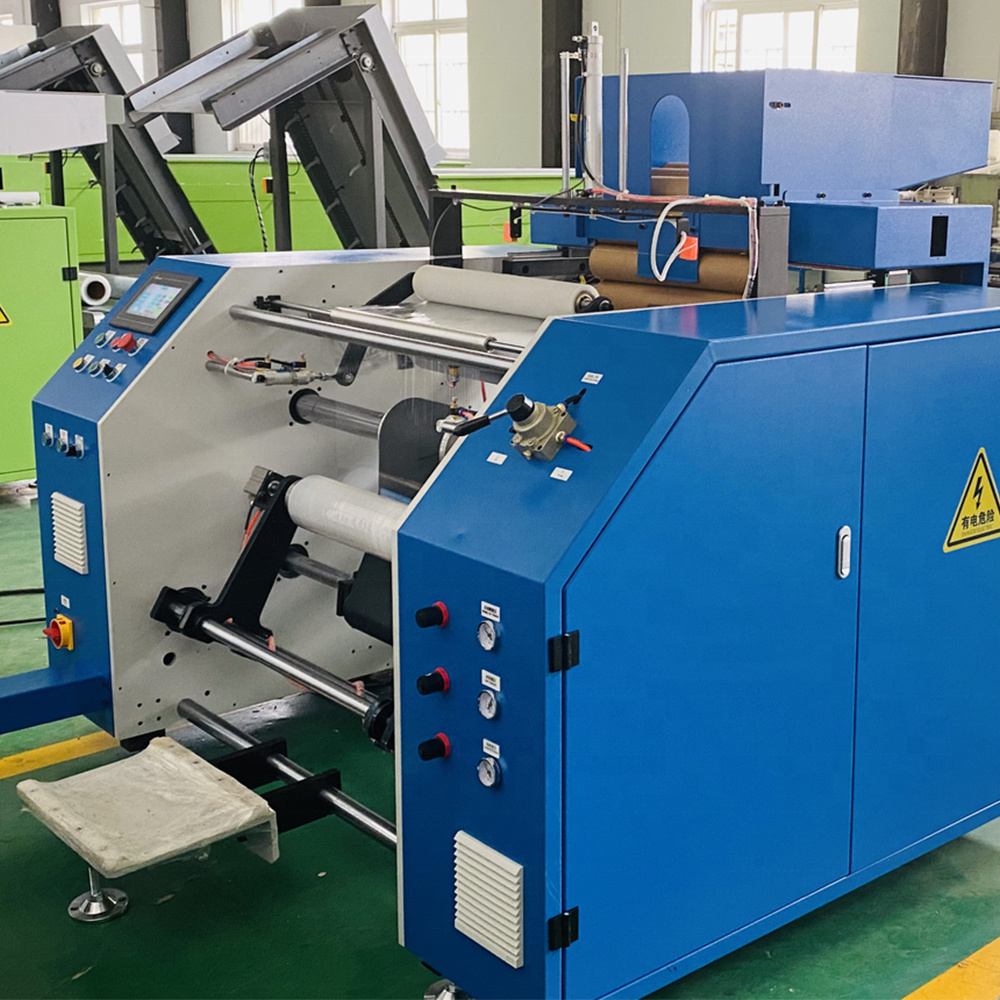 Automatic stretch film pe cling film rewinding cutting machine