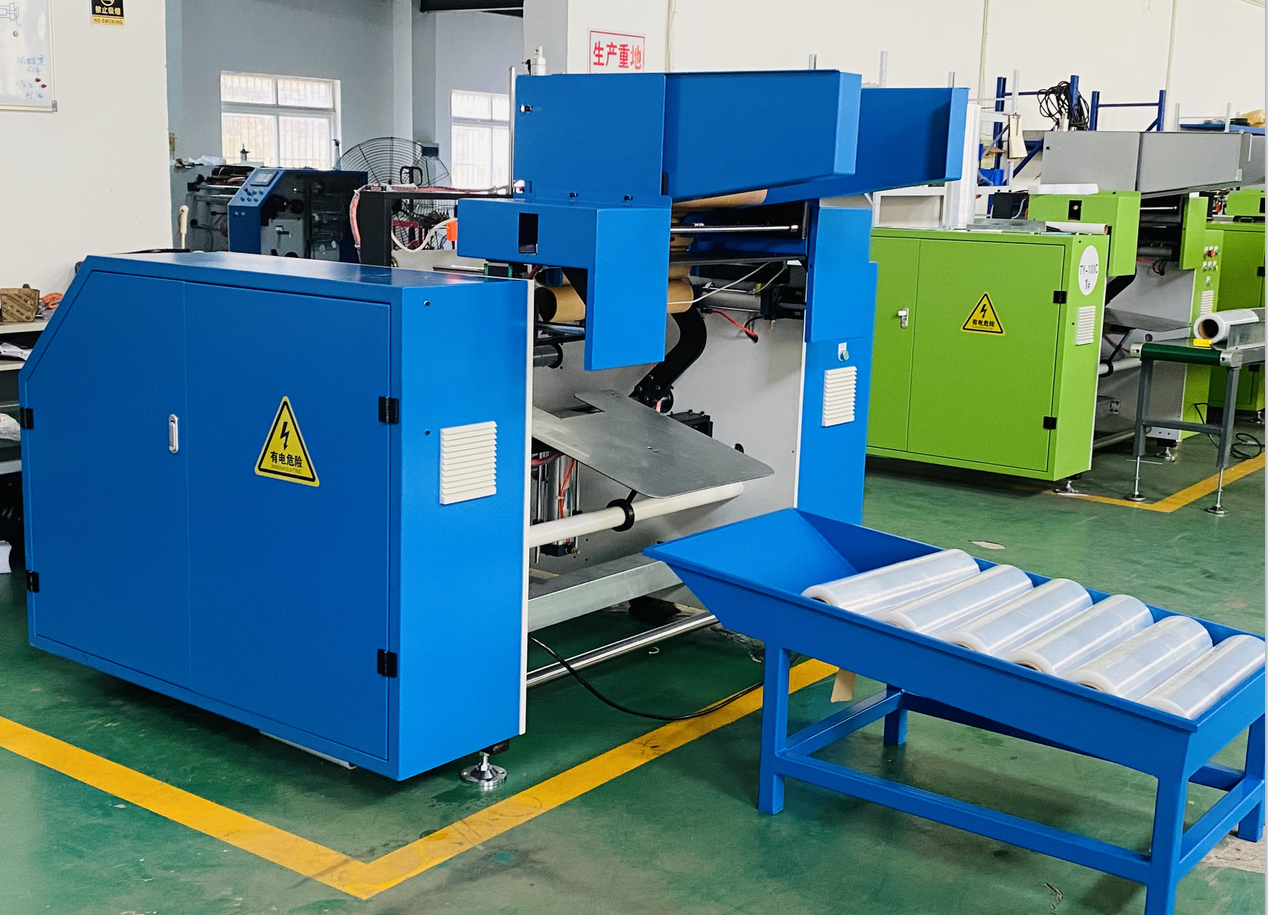 Automatic stretch film pe cling film rewinding cutting machine