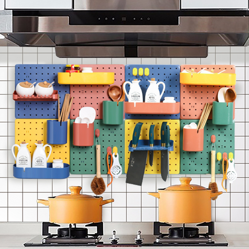 Hole board,non perforated wall, dormitory, kitchen, bathroom, wall mounted shelves