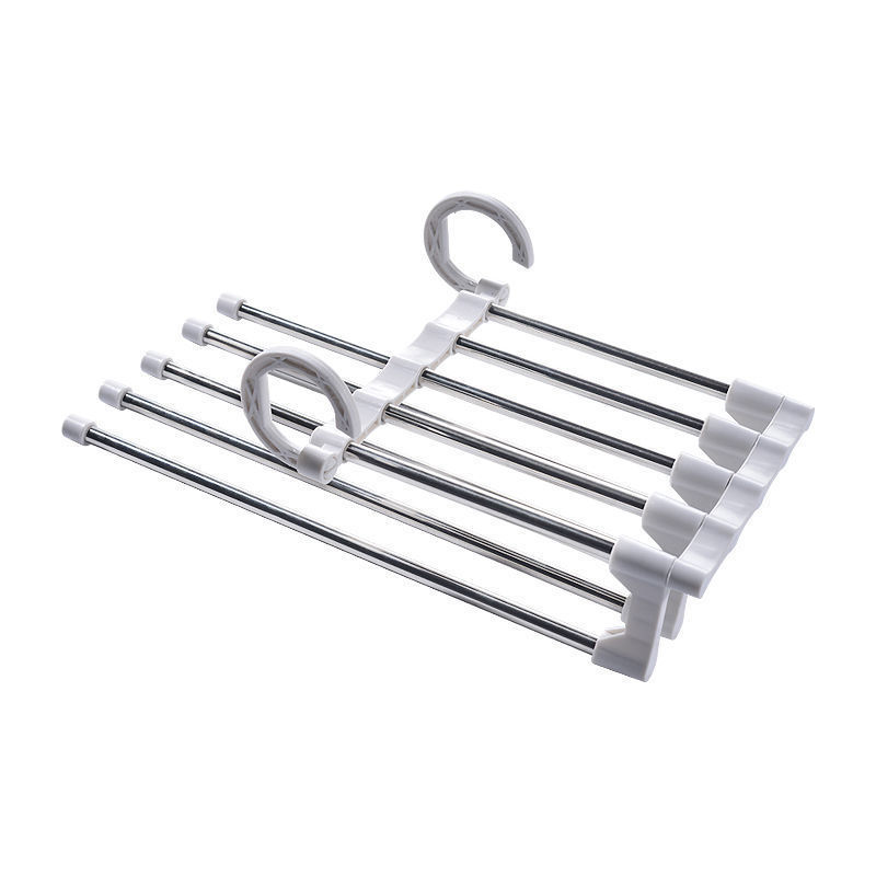 5 in 1 Multi Layer Magic Folding Stainless Steel Clothes Trouser Hanging Rack pants hanger, Saving space Trouser rack