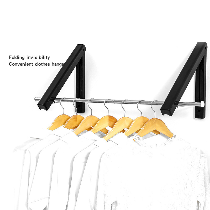 Wall Mounted Drying Rack Clothes Hanger Folding Wall Coat Racks Aluminum Home Storage Organiser Space Savers