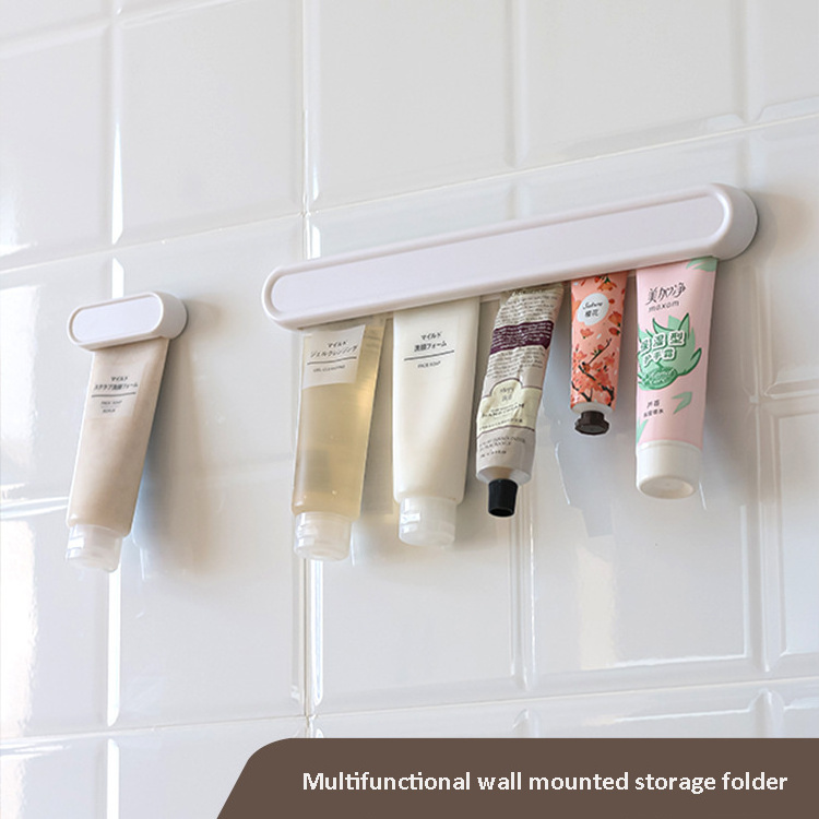 New Toothpaste Clip with Perforated Free Wall Hanging Multifunctional Storage Clip Toilet Shampoo and Sunscreen Storage Shelf