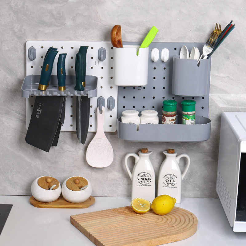 Hole board,non perforated wall, dormitory, kitchen, bathroom, wall mounted shelves