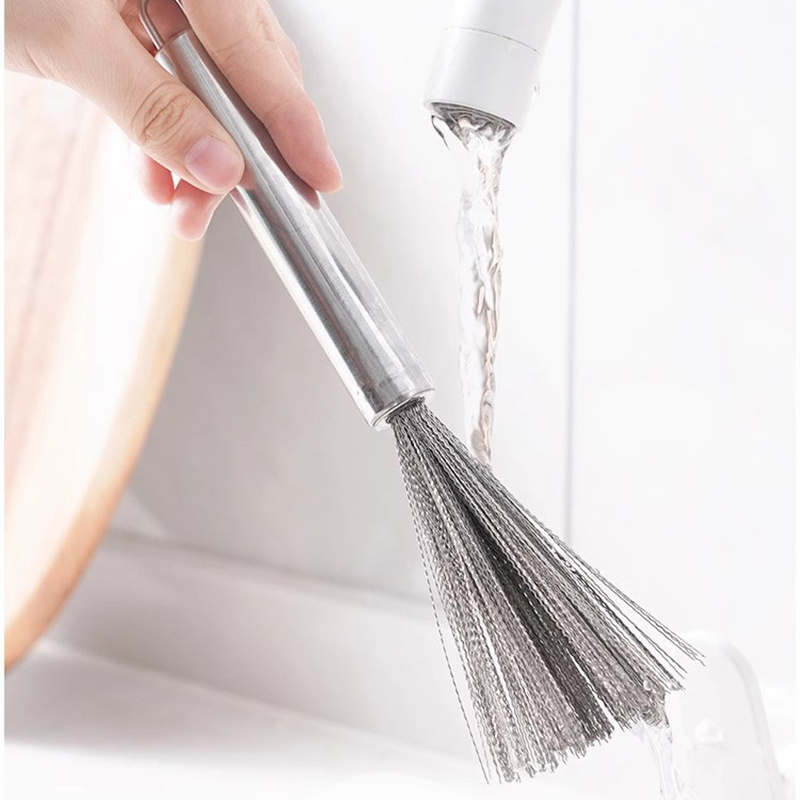 Multifunctional stainless steel pot brush, kitchen specific long handle dishwasher, brush, pot tool