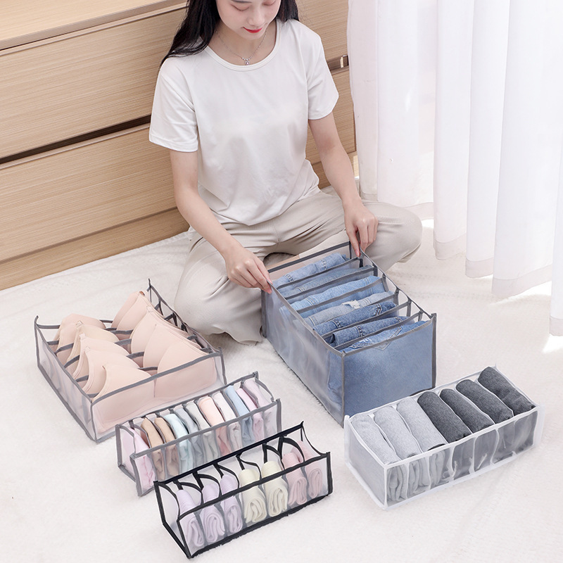 Underwear Organizer, Washable Drawer Organizer and Storage for Clothes, Closet Clothing Dividers 6/7/11 Compartments for Bra