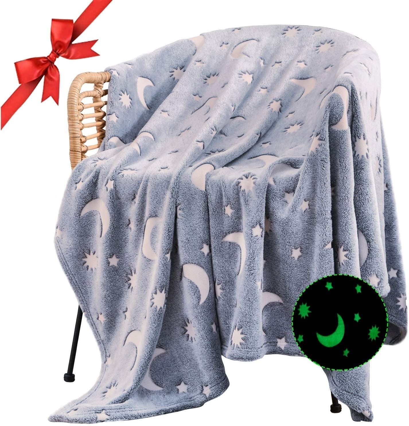 Hot Sale Custom Baby Flannel Swaddle Blanket Glow In The Dark Blanket star Luminous