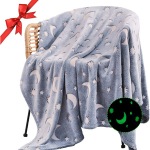 Hot Sale Custom Baby Flannel Swaddle Blanket Glow In The Dark Blanket star Luminous