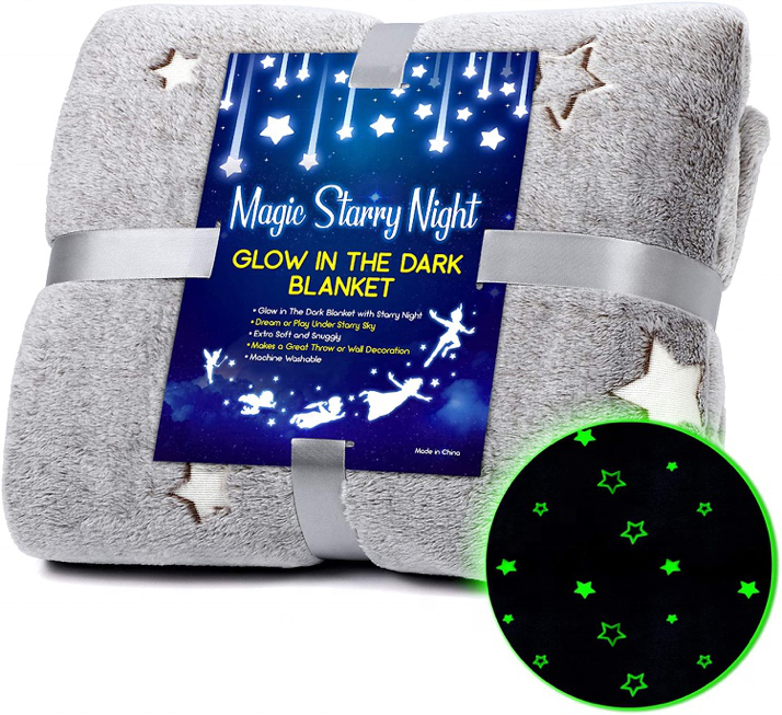 Hot Sale Custom Baby Flannel Swaddle Blanket Glow In The Dark Blanket star Luminous