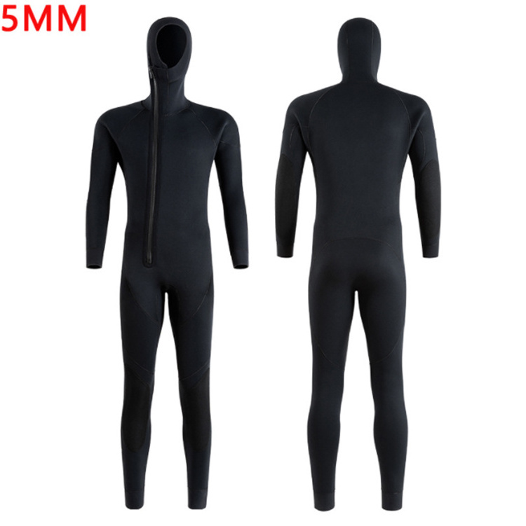 hoodie warm spearfishing canyoning scuba 5mm wetsuit full  neoprene diving suit for men