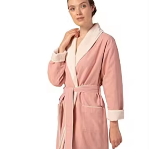 Hilton hotel luxury spa double layer thermal absorbent peach skin velvet bathrobe with custom logo