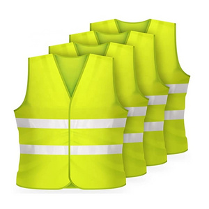 yellow high visibility reflective silver strip vest for men women work cycling runner