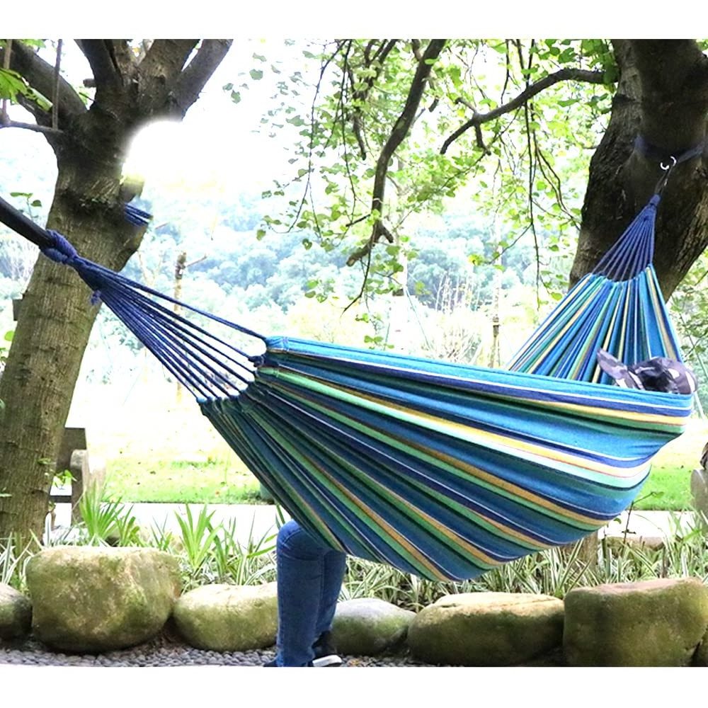 Garden Cotton Hammock Comfortable Fabric Hammock with Tree Straps for Hanging Durable Hammock for Camping Outdoor/Indoor