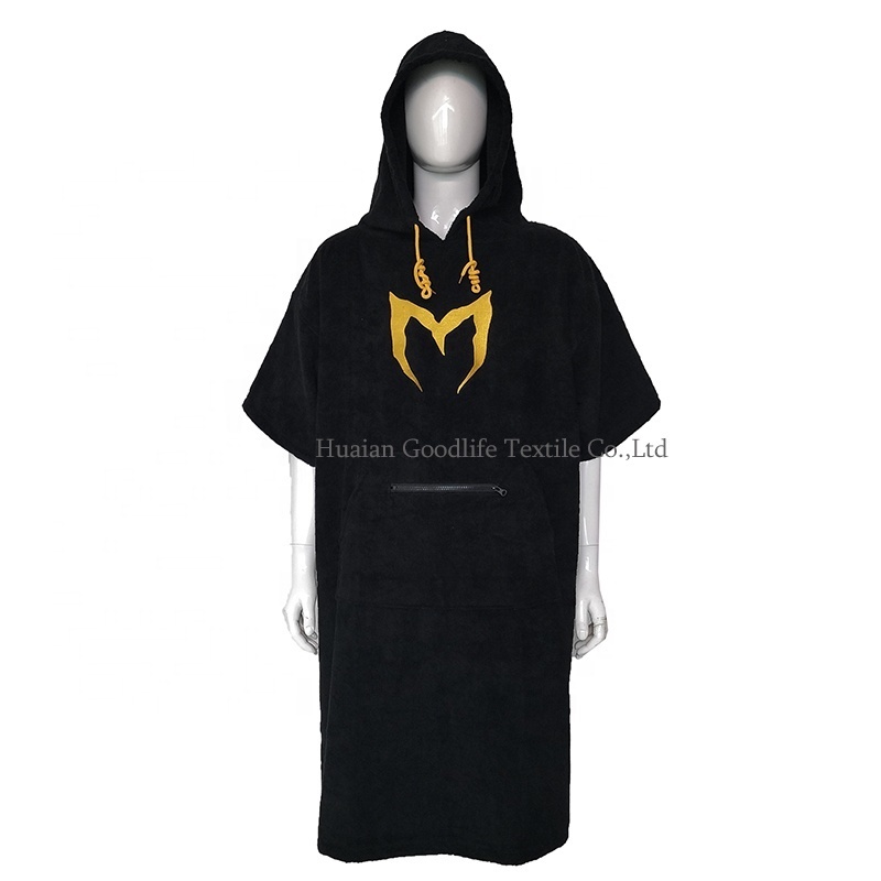 factory custom coloured cotton microfiber beach hooded changing surf hooded poncho towel