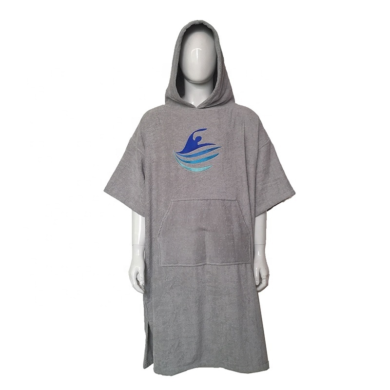 factory custom coloured cotton microfiber beach hooded changing surf hooded poncho towel